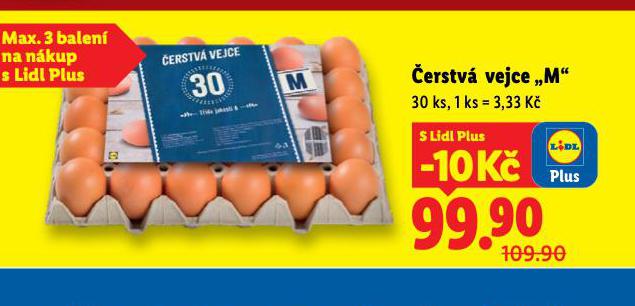 ČERSTVÁ VEJCE M 30 KS