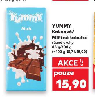 YUMMY MLÉČNÁ TABULKA