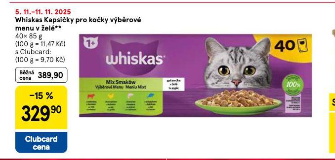 WHISKAS KAPSIČKY PRO KOČKY VÝBĚROVÉ MENU V ŽELÉ