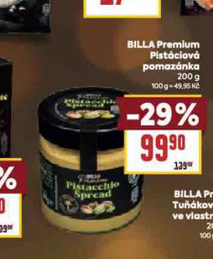 BILLA PREMIUM PISTÁCIOVÁ POMAZÁNKA