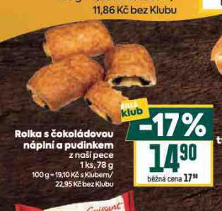 ROLKA S ČOKOLÁDOVOU NÁPLNÍ A PUDINKEM