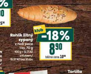 ROHLÍK ŽITNÝ SYPANÝ