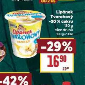 LIPÁNEK TVAROHOVÝ -30% CUKRU