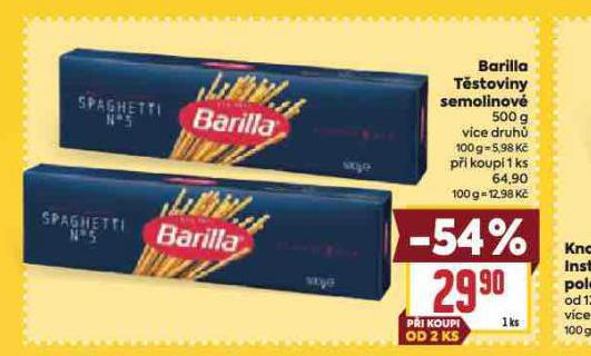 BARILLA TĚSTOVINY SEMOLINOVÉ