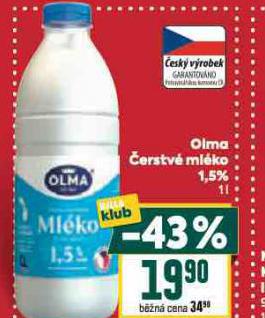 OLMA ČERSTVÉ MLÉKO 1,5%