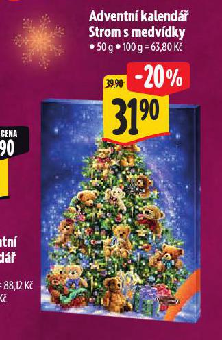 ADVENTNÍ KALENDÁŘ STROM S MEDVÍDKY
