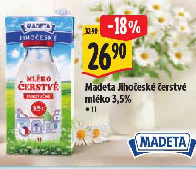 MADETA JIHOČESKÉ ČERSTVÉ MLÉKO