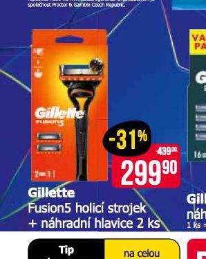 GILLETTE FUSION 5 STROJEK + NÁHRADNÍ HLAVICE