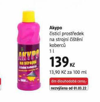 AKYPO ČISTÍCÍ PROSTŘEDEK NA STROJNÍ ČIŠTĚNÍ KOBERCŮ