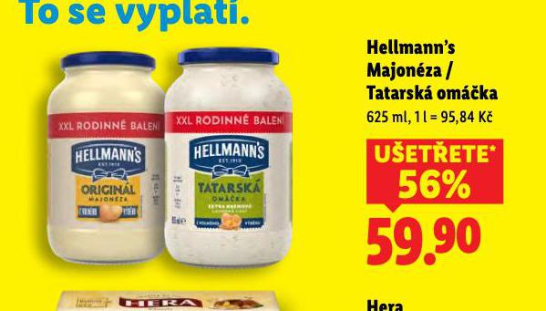 HELLMANN´S TATARSKÁ OMÁČKA, MAJONÉZA