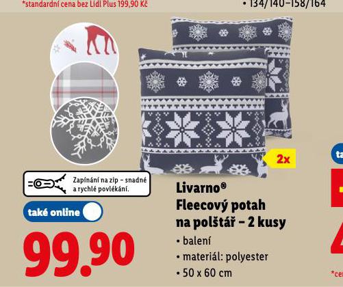 FLEECOVÝ POTAH NA POLŠTÁŘ - 2 KUSY