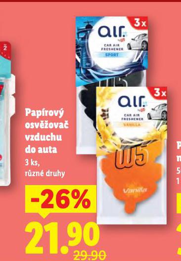 PAPÍROVÝ OSVĚŽOVAČ VZDUCHU DO AUTA