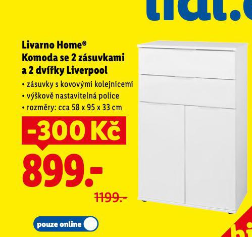 LIVARNO HOME KOMODA SE 2 ZÁSUVKAMI A 2 DVÍŘKY LIVERPOOL