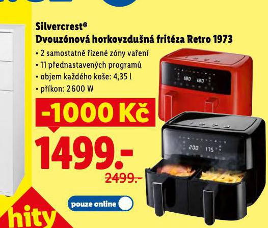 SILVERCREST DVOUZÓNOVÁ HORKOVZDUŠNÁ FRITÉZA