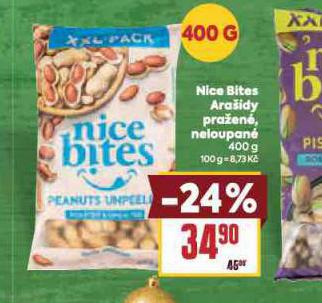 NICE BITES ARAŠÍDY PRAŽENÉ, NELOUPANÉ