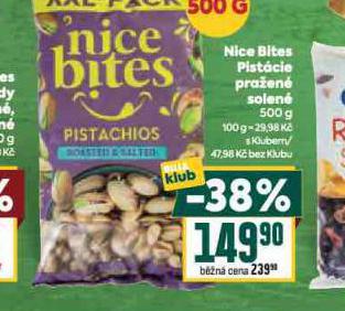 NICE BITES PISTÁCIE PRAŽENÉ SOLENÉ