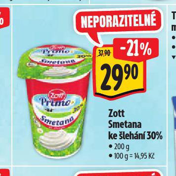 ZOTT PRIMO SMETANA KE LEHN