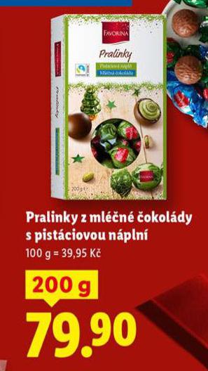 PRALINKY Z MLÉČNÉ ČOKOLÁDY S PISTÁCIOVOU NÁPLNÍ