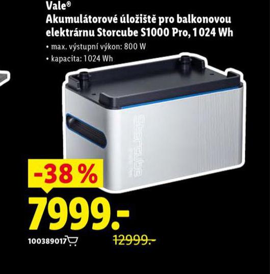 AMULÁTOROVÉ ÚLOŽIŠTĚ PRO BALKONOVOU ELEKTRÁRNU STORCUBE S1000 PRO, 1024 Wh