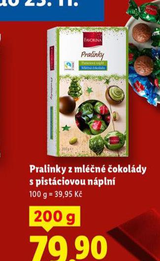 PRALINKY Z MLÉČNÉ ČOKOLÁDY S PISTÁCIOVOU NÁPLNÍ