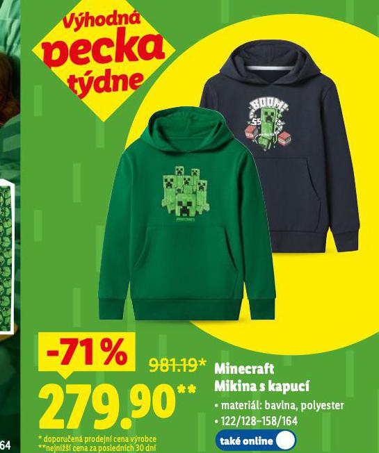 MINECRAFT MIKINA S KAPUC