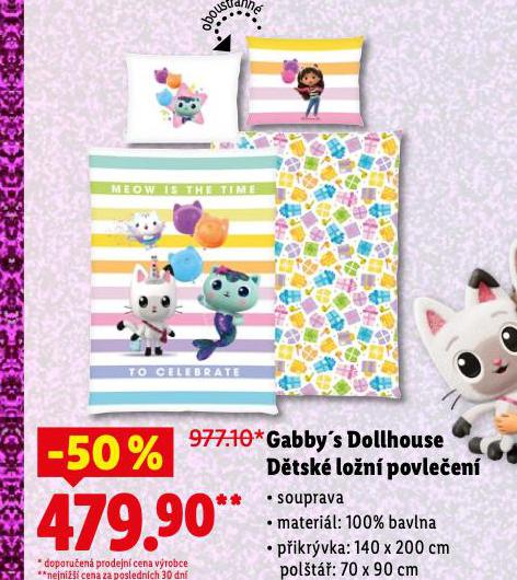 GABBY'S DOLLHOUSE DĚTSKÉ LOŽNÍ POVLEČENÍ