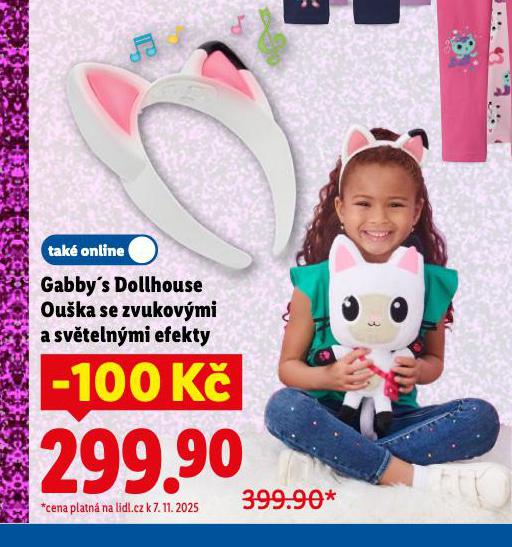 GABBY'S DOLLHOUSE OUŠKA SE ZVUKOVÝMI A SVĚTELNÝMI EFEKTY