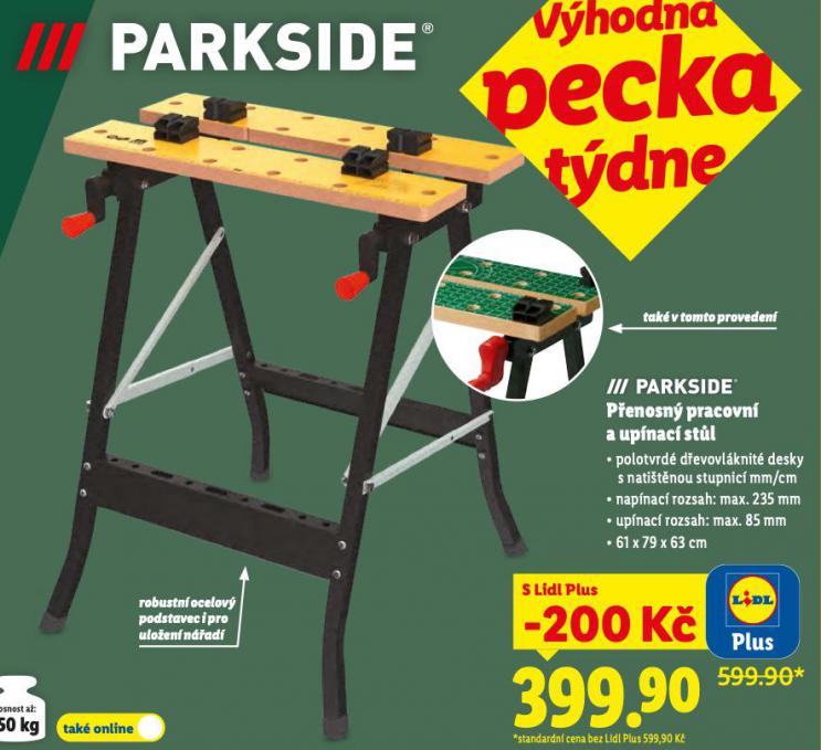 PARKSIDE PŘENOSNÝ PRACOVNÍ A UPÍNACÍ STŮL