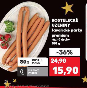 KOSTELECKÉ UZENINY JAVOŘICKÉ PÁRKY PREMIUM