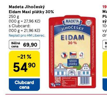 MADETA JIHOČESKÝ EIDAM PLÁTKY 30%