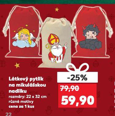 LÁTKOVÝ PYTLÍK NA MIKULÁŠSKOU NADÍLKU