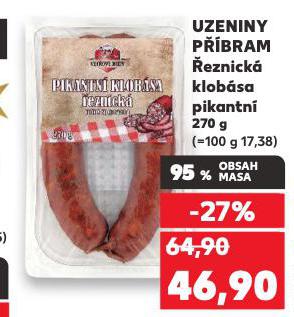 UZENINY PŘÍBRAM ŘEZNICKÁ KLOBÁSA PIKANTNÍ