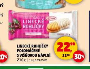 LINECKÉ ROHLÍČKY POLOMÁČENÉ S VIŠŇOVOU NÁPLNÍ