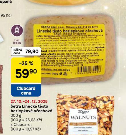 ŠETRA LINECKÉ TĚSTO BEZLEPKOVÉ OŘECHOVÉ