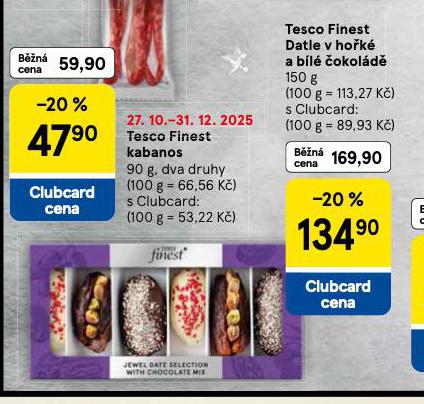 TESCO FINEST DATLE V HOŘKÉ A BÍLÉ ČOKOLÁDĚ