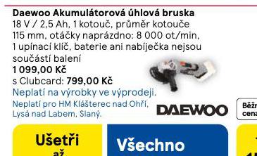 DAEWOO AKUMULÁTOROVÁ ÚHLOVÁ BRUSKA