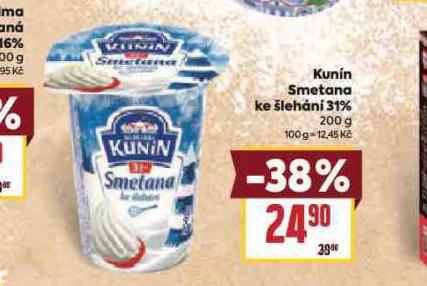 KUNÍN SMETANA KE ŠLEHÁNÍ 31%