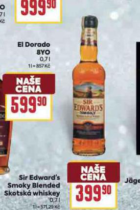 SIR EDWARDS SMOKY BLENDED SKOTSK WHISKEY