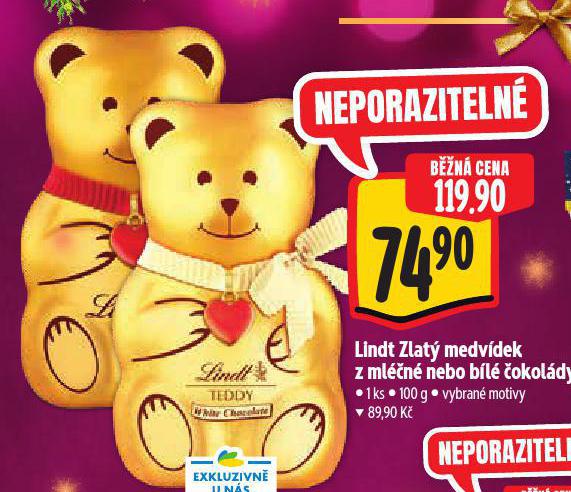 LINDT ZLAT MEDVDEK Z MLN NEBO BL OKOLDY
