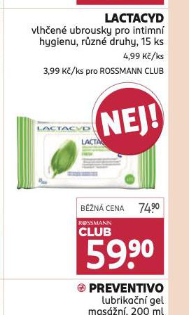 LACTACYD VLHČENÉ UBROUSKY