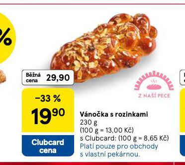 VÁNOČKA S ROZINKAMI