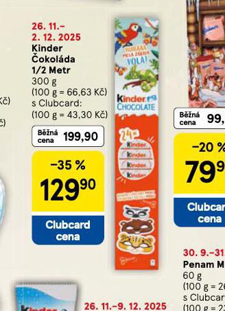 KINDER ČOKOLÁDA 1/2 METR