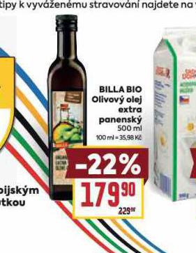 BILLA BIO OLIVOV OLEJ EXTRA PANENSK