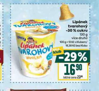 LIPNEK TVAROHOV -30% CUKRU