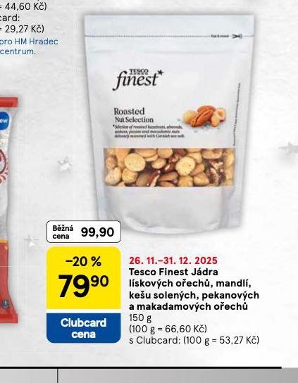 TESCO FINEST JÁDRA KEŠU SOLENÝCH, PEKANOVÝCH A MAKADAMOVÝCH OŘECHŮ