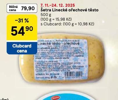 ŠETRA LINECKÉ OŘECHOVÉ TĚSTO