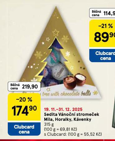 SEDITA VÁNOČNÍ STROMEČEK MILA, HORALKY, KÁVENKY