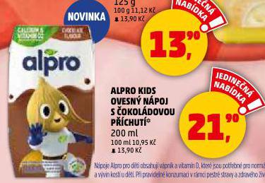 ALPRO KIDS OVESNÝ NÁPOJ S ČOKOLÁDOVOU PŘÍCHUTÍ