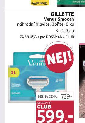 GILLETTE VENUS SMOOTH NÁHRADNÍ HLAVICE