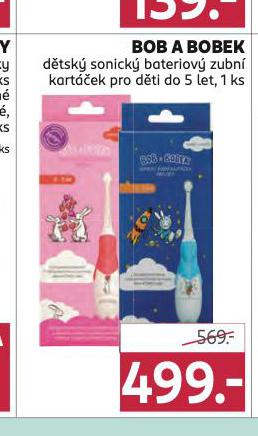 BOB A BOBEK DĚTSKÝ SONICKÝ BATERIOVÝ ZUBNÍ KARTÁČEK PRO DĚTI